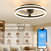 50cm Ceiling Fan with Light & Remote – 6 Speeds, 3000K-6500K Dimmable LED, Quiet Smart Ceiling Fan for Bedroom & Living Room (Black)